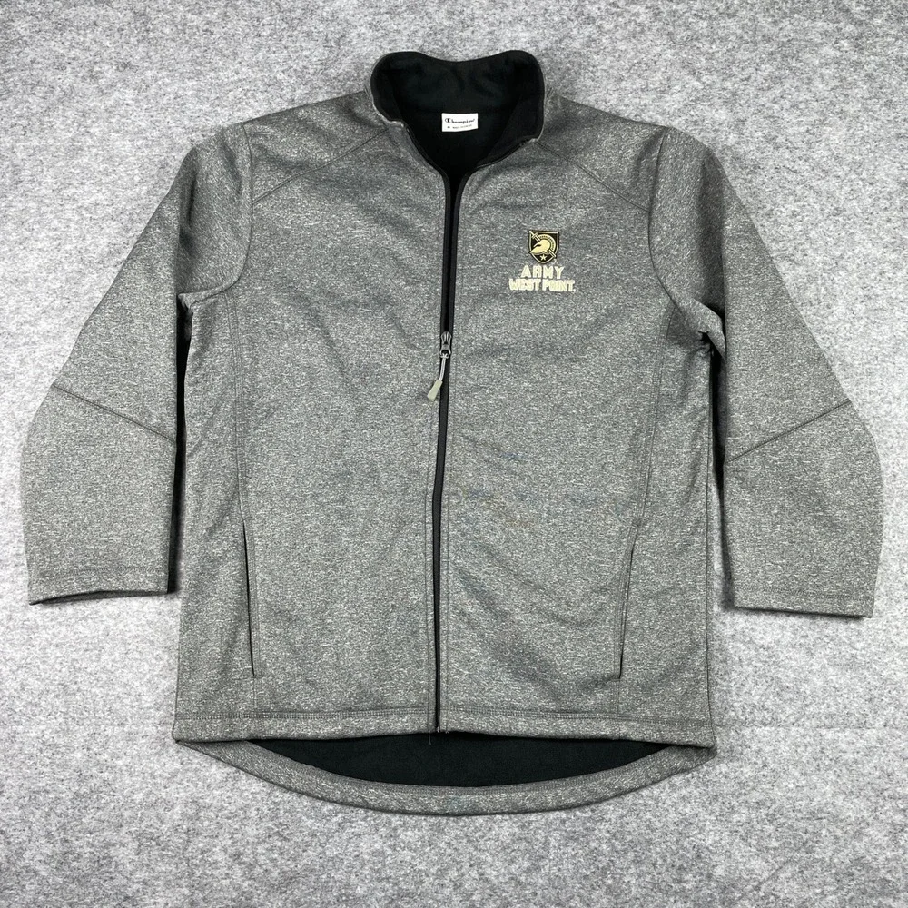 Army West Point Jacket Mens M Gray Champion Full Zip Fleece Lined Performance